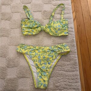 Floral Yellow and Blue Bikini Set
